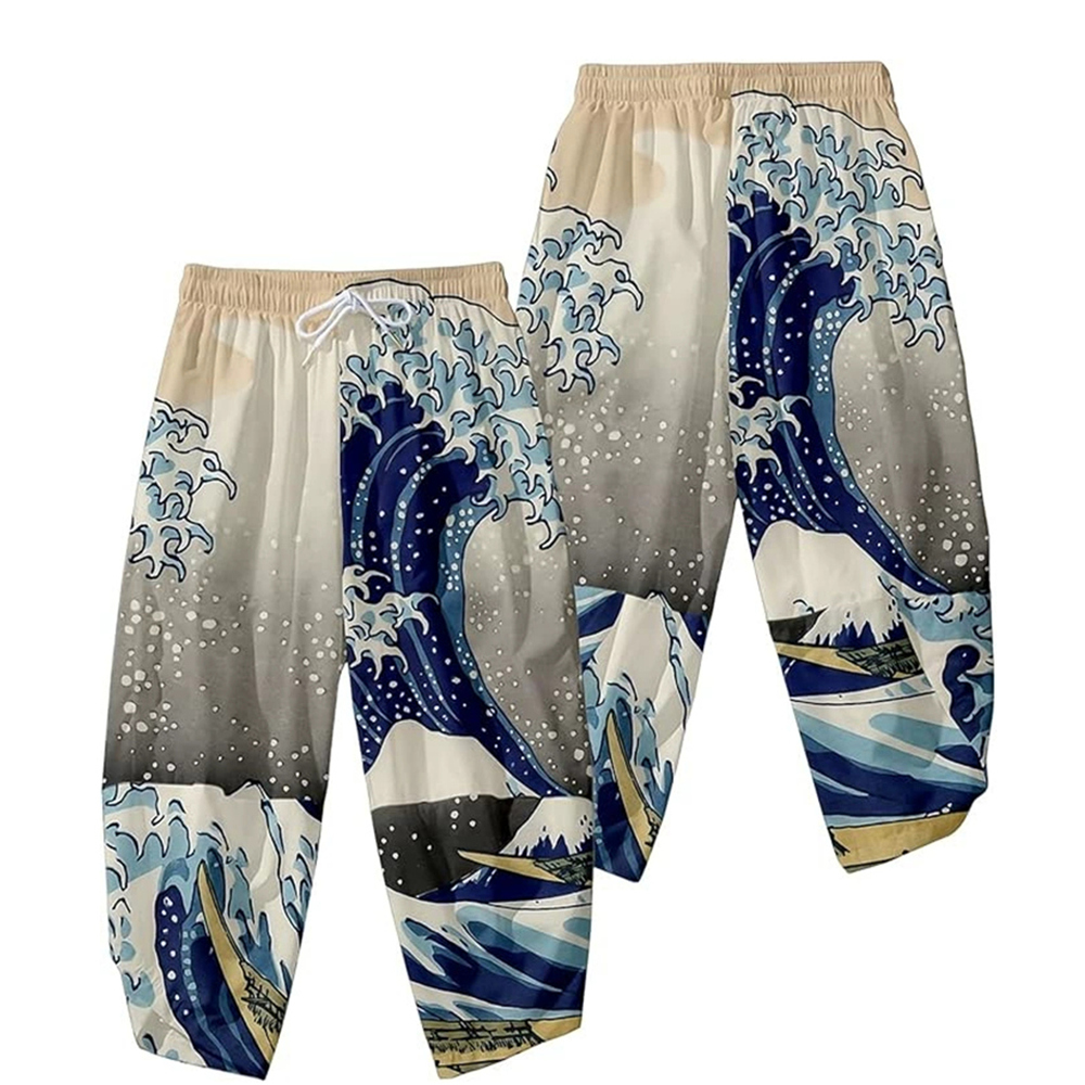 Asian Cosplay Anime - 3D Kimono Pantolon Vintage Bloom Pantolon