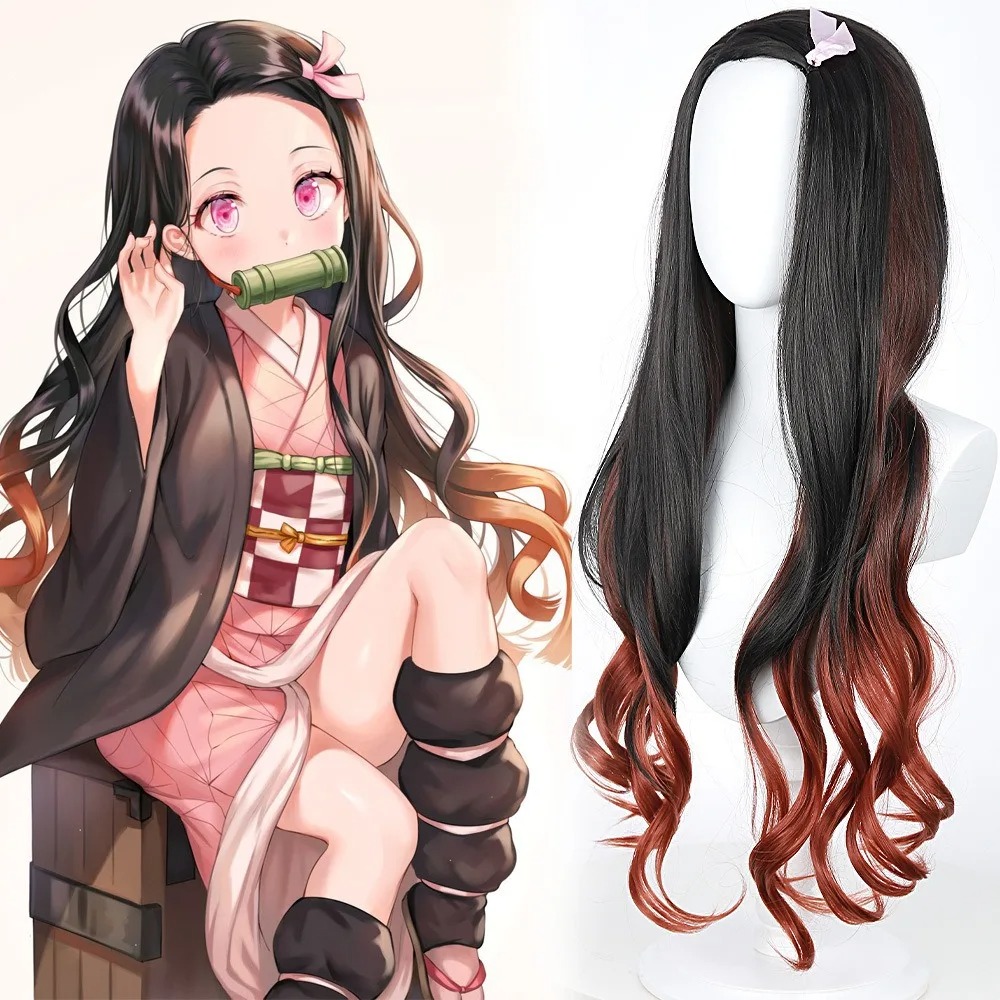 Siyah Koyu Kırmızı Gradyan Ren - Anime Cosplay Nezuko incelemesi ve fiyatı